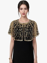 Womens Sequined Hollow-Out Cape, Stage Dress